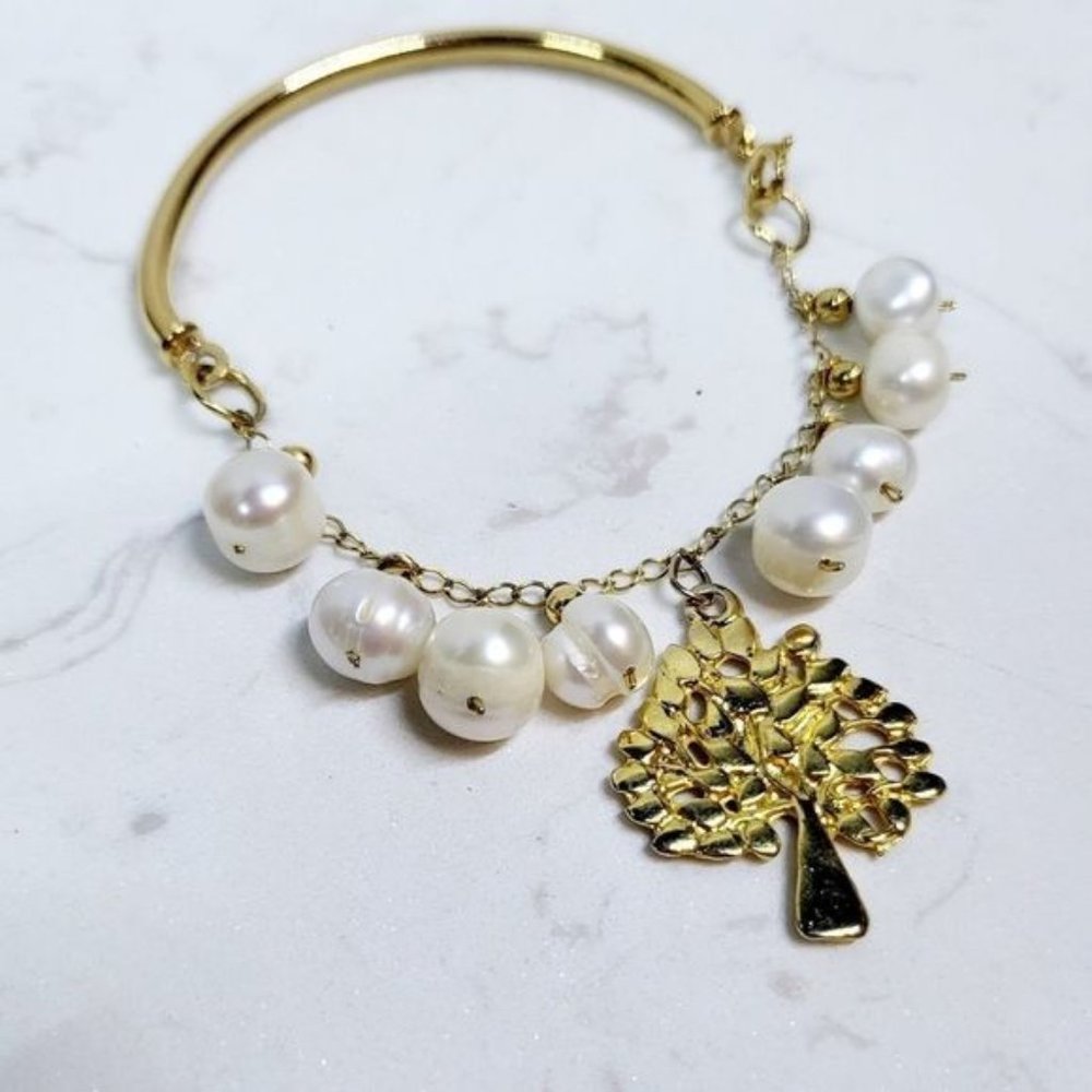 Gold?filled bracelet natural pearls